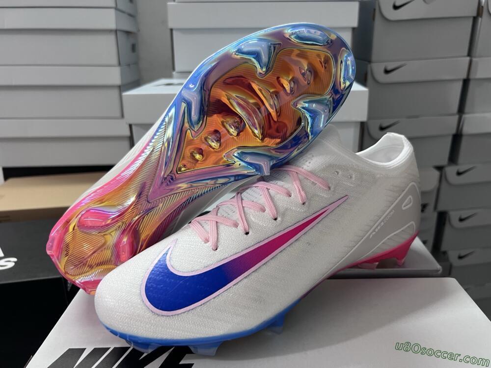 Nike Air Zoom Mercurial Vapor 16 Elite FG Firm Ground Soccer Cleats - White/Blue/Pink
