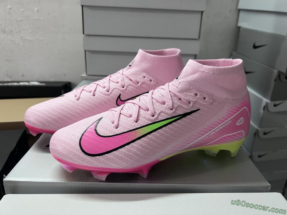 Nike Air Zoom Mercurial Superfly 10 Elite FG Firm Ground Soccer Cleats - Pink/White/Yellow