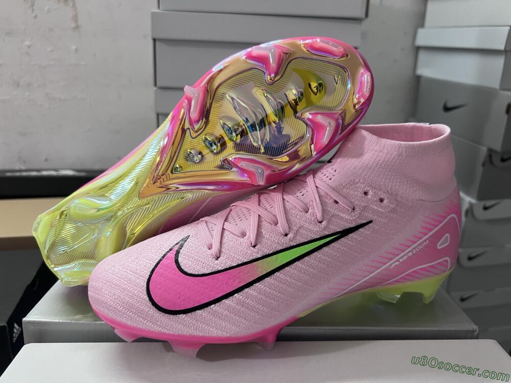 Nike Air Zoom Mercurial Superfly 10 Elite FG Firm Ground Soccer Cleats - Pink/White/Yellow