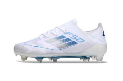 Adidas F50 Elite FG Firm Ground Soccer Cleats - White/Blue/Silver