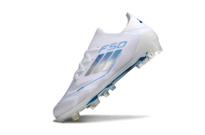 Adidas F50 Elite FG Firm Ground Soccer Cleats - White/Blue/Silver