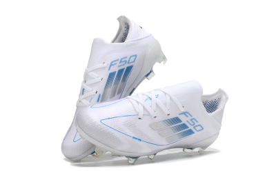 Adidas F50 Elite FG Firm Ground Soccer Cleats - White/Blue/Silver