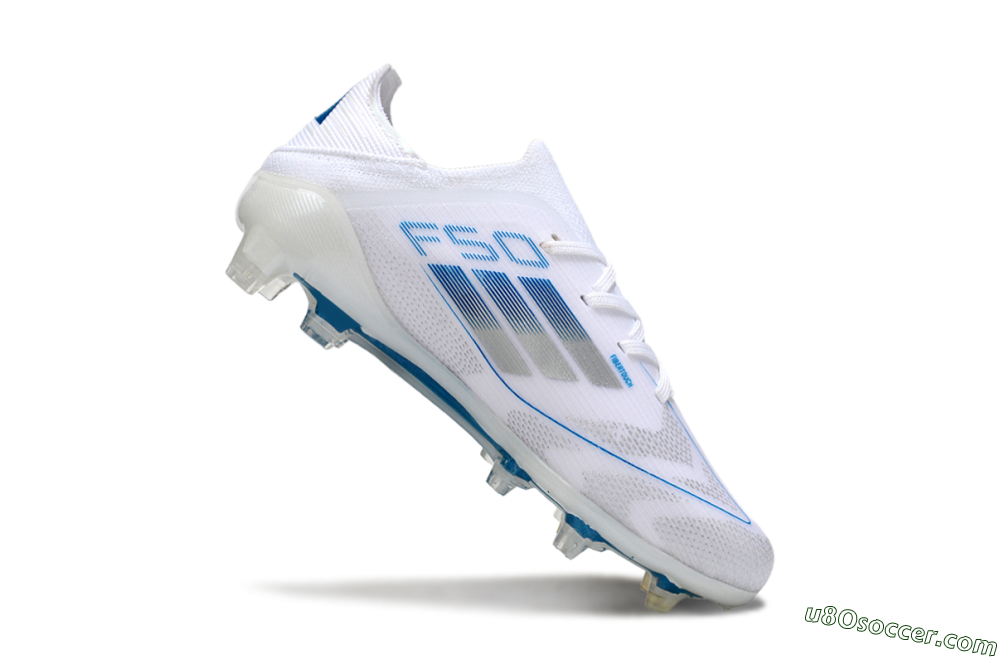 Adidas F50 Elite FG Firm Ground Soccer Cleats - White/Blue/Silver 3