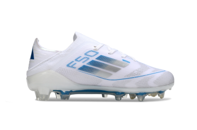 Adidas F50 Elite FG Firm Ground Soccer Cleats - White/Blue/Silver