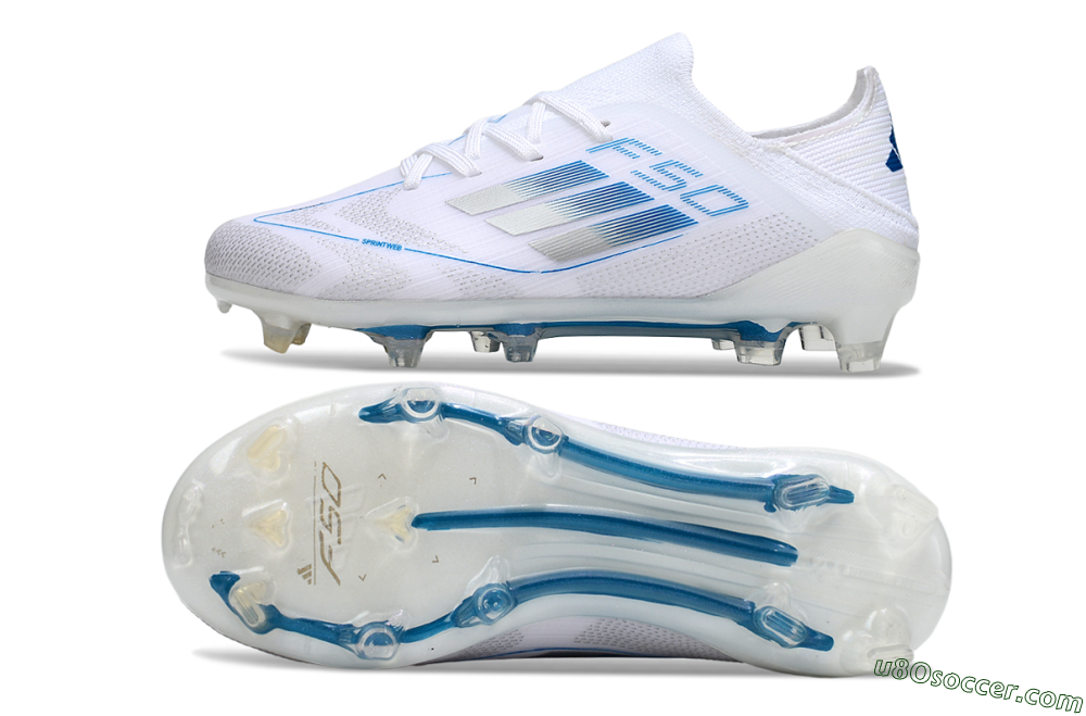 Adidas F50 Elite FG Firm Ground Soccer Cleats - White/Blue/Silver 0