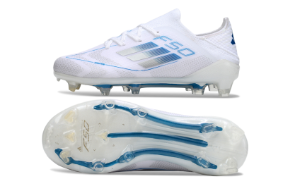 Adidas F50 Elite FG Firm Ground Soccer Cleats - White/Blue/Silver