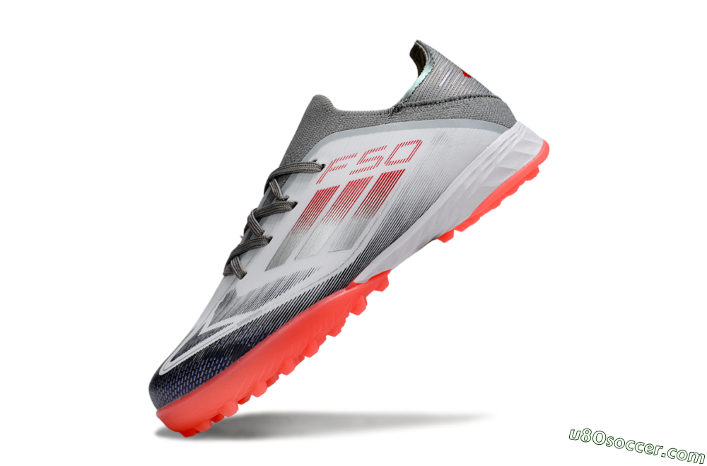 Adidas F50 Elite TF Artificial Turf Soccer Shoes - White/Silver/Red 4