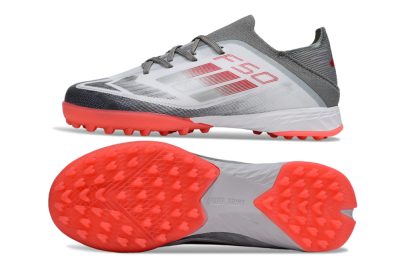 Adidas F50 Elite TF Artificial Turf Soccer Shoes - White/Silver/Red