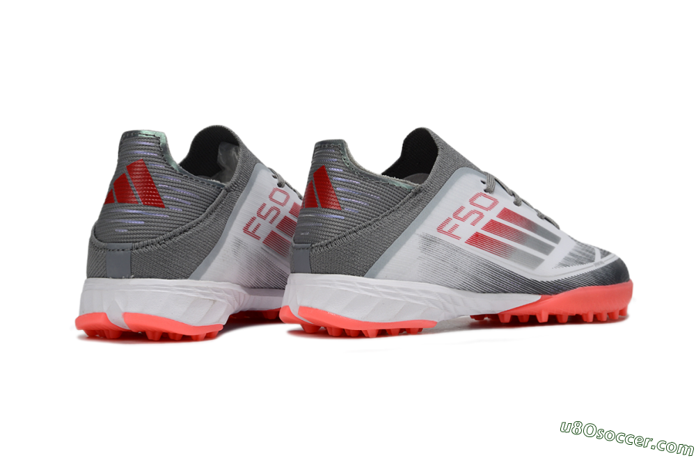 Adidas F50 Elite TF Artificial Turf Soccer Shoes - White/Silver/Red 5