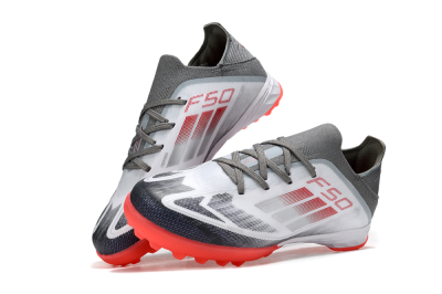 Adidas F50 Elite TF Artificial Turf Soccer Shoes - White/Silver/Red