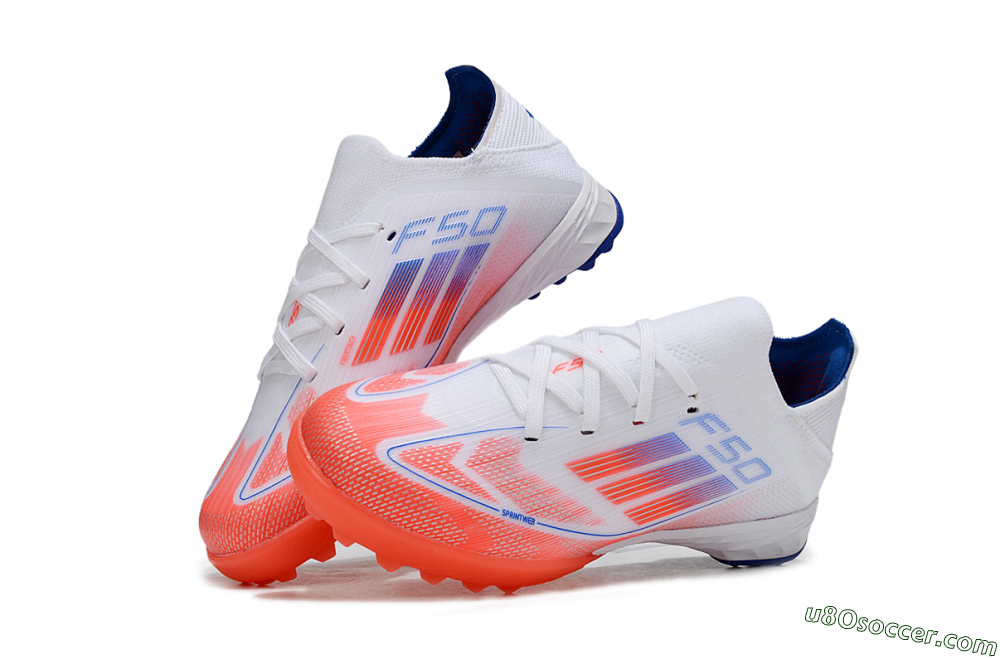 Adidas F50 Elite TF Artificial Turf Soccer Shoes - White/Red/Blue 2