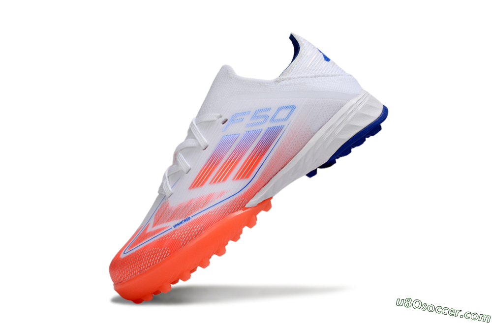Adidas F50 Elite TF Artificial Turf Soccer Shoes - White/Red/Blue 4