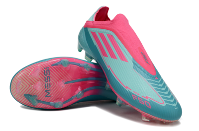 Messi x Adidas F50 Elite Laceless FG Firm Ground Soccer Cleats - Green/Pink/White