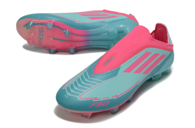 Messi x Adidas F50 Elite Laceless FG Firm Ground Soccer Cleats - Green/Pink/White