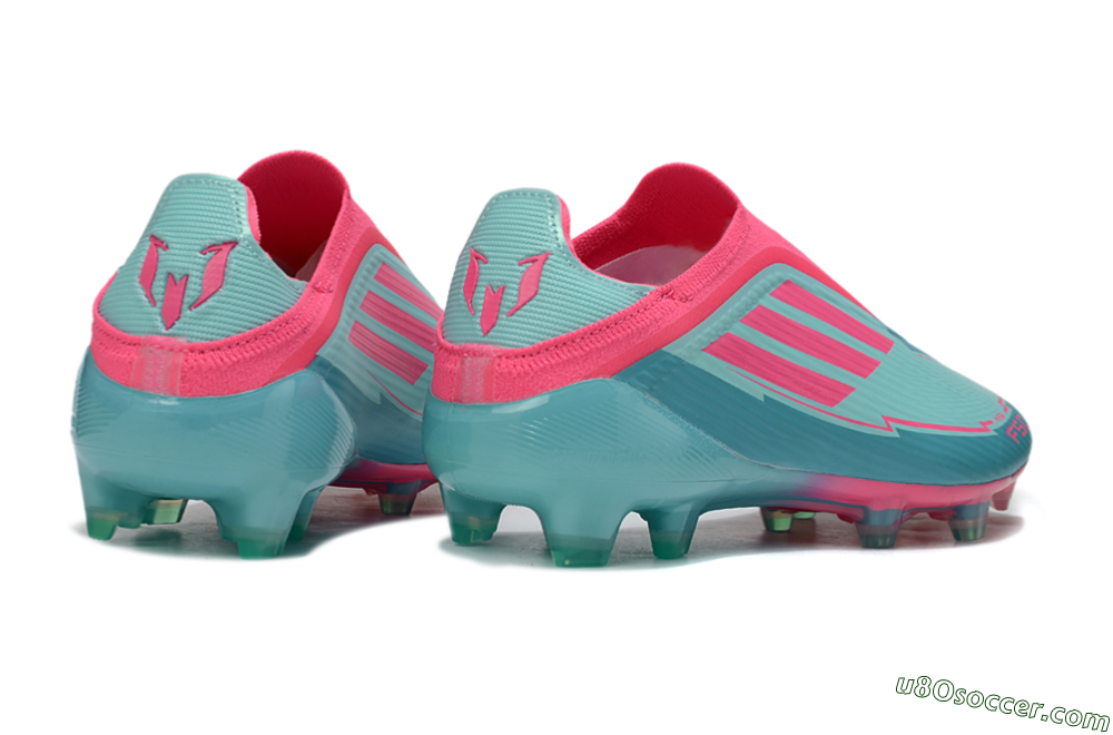 Messi x Adidas F50 Elite Laceless FG Firm Ground Soccer Cleats - Green/Pink/White 7