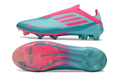 Messi x Adidas F50 Elite Laceless FG Firm Ground Soccer Cleats - Green/Pink/White