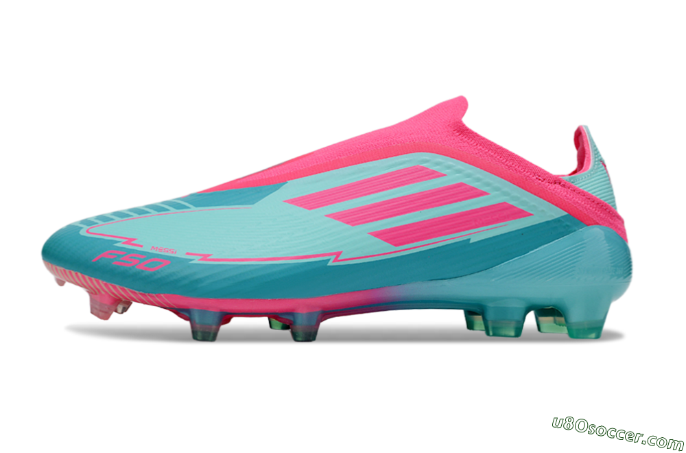 Messi x Adidas F50 Elite Laceless FG Firm Ground Soccer Cleats - Green/Pink/White 2