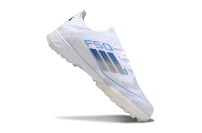 Adidas F50 Elite TF Artificial Turf Soccer Shoes - White/Blue/Silver