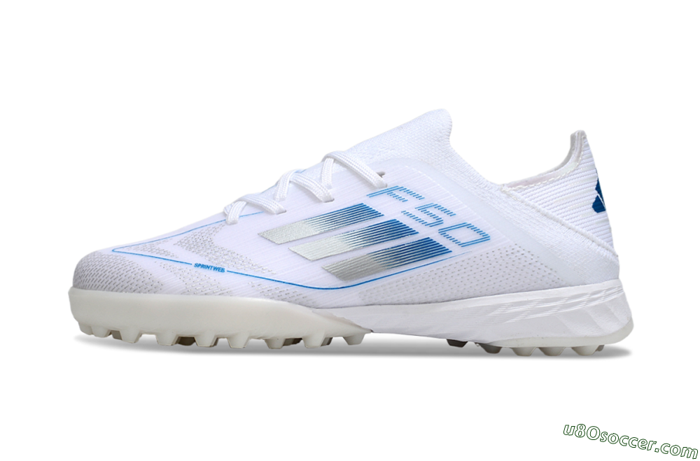 Adidas F50 Elite TF Artificial Turf Soccer Shoes - White/Blue/Silver 1