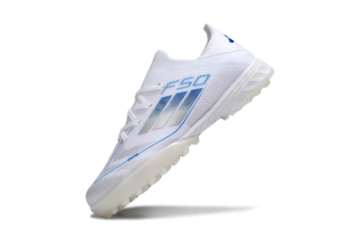 Adidas F50 Elite TF Artificial Turf Soccer Shoes - White/Blue/Silver