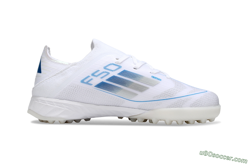 Adidas F50 Elite TF Artificial Turf Soccer Shoes - White/Blue/Silver 5