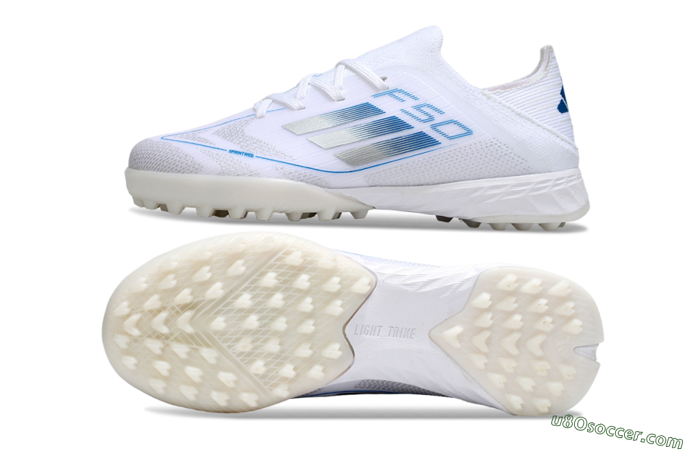 Adidas F50 Elite TF Artificial Turf Soccer Shoes - White/Blue/Silver 0