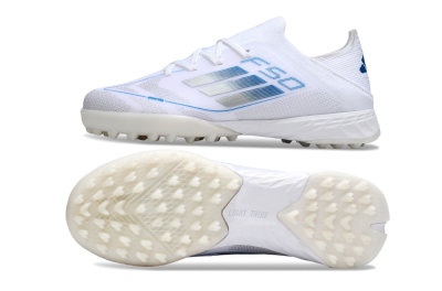 Adidas F50 Elite TF Artificial Turf Soccer Shoes - White/Blue/Silver