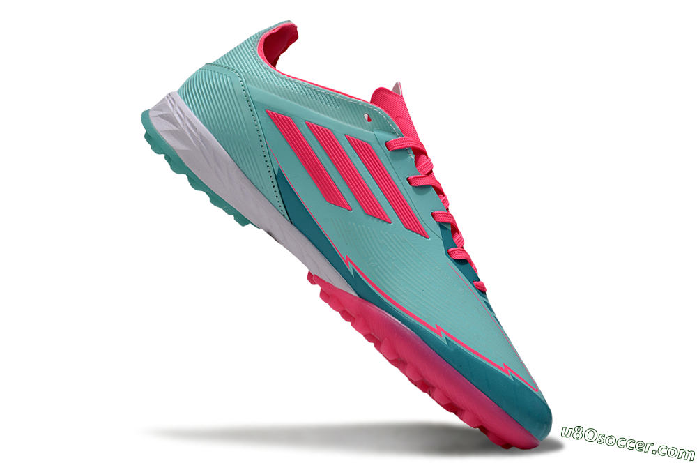 Messi x Adidas F50 Pro TF Artificial Turf Soccer Shoes - Green/Pink/White 5