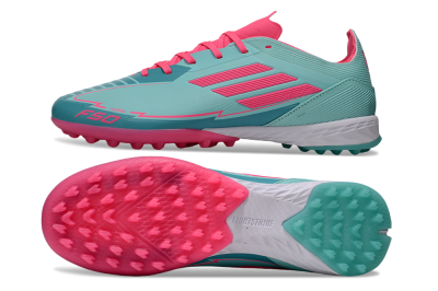 Messi x Adidas F50 Pro TF Artificial Turf Soccer Shoes - Green/Pink/White