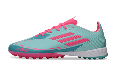 Messi x Adidas F50 Pro TF Artificial Turf Soccer Shoes - Green/Pink/White