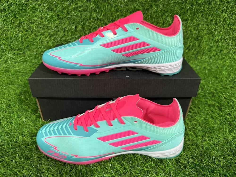 Messi x Adidas F50 Pro TF Artificial Turf Soccer Shoes - Green/Pink/White