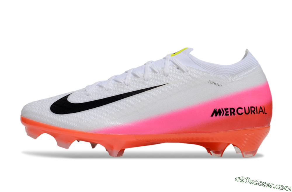 Nike Air Zoom Mercurial Vapor 16 Elite FG Firm Ground Soccer Cleats - White/Black/Pink 2