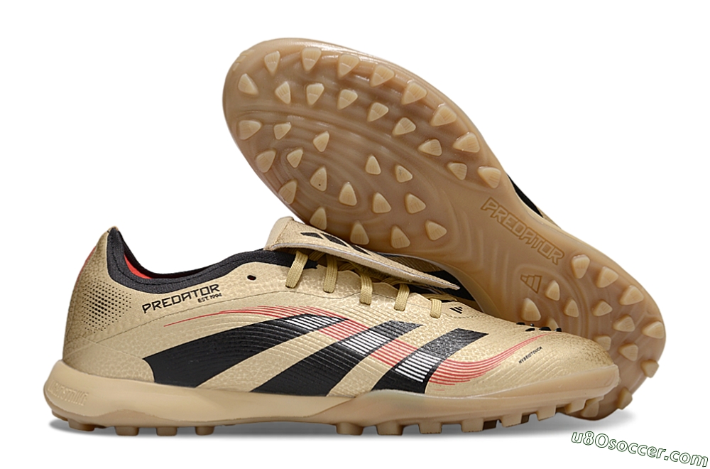Adidas Predator 25 Elite Foldover Tongue TF Artificial Turf Soccer Shoes - Gold/Red/Black 1