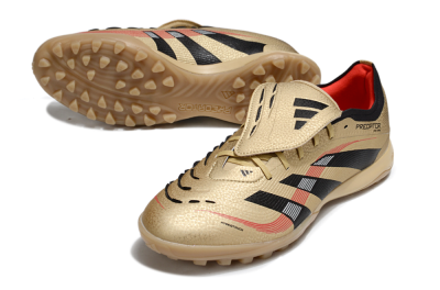 Adidas Predator 25 Elite Foldover Tongue TF Artificial Turf Soccer Shoes - Gold/Red/Black