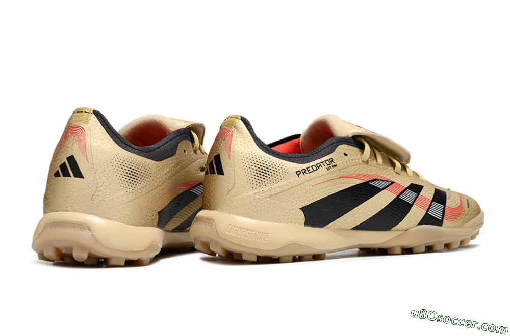 Adidas Predator 25 Elite Foldover Tongue TF Artificial Turf Soccer Shoes - Gold/Red/Black 6