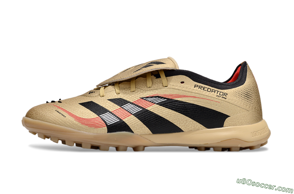 Adidas Predator 25 Elite Foldover Tongue TF Artificial Turf Soccer Shoes - Gold/Red/Black 2