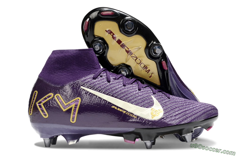 Nike Air Zoom Mercurial Superfly 10 Elite SG Soft Ground Soccer Cleats - Purple/White/Gold 1
