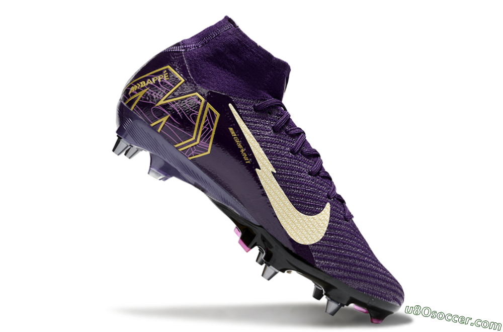 Nike Air Zoom Mercurial Superfly 10 Elite SG Soft Ground Soccer Cleats - Purple/White/Gold 4