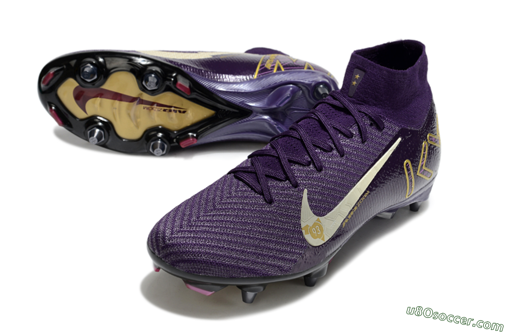 Nike Air Zoom Mercurial Superfly 10 Elite SG Soft Ground Soccer Cleats - Purple/White/Gold 3