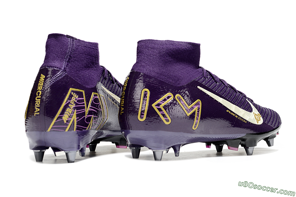 Nike Air Zoom Mercurial Superfly 10 Elite SG Soft Ground Soccer Cleats - Purple/White/Gold 6