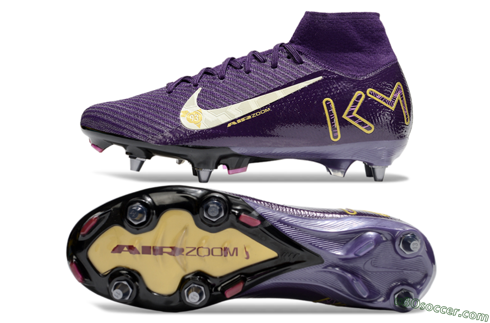 Nike Air Zoom Mercurial Superfly 10 Elite SG Soft Ground Soccer Cleats - Purple/White/Gold 0