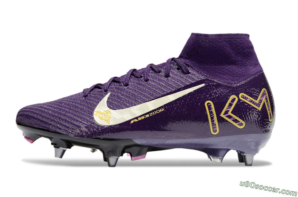 Nike Air Zoom Mercurial Superfly 10 Elite SG Soft Ground Soccer Cleats - Purple/White/Gold 2