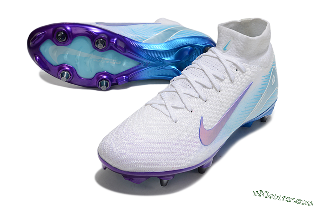 Nike Air Zoom Mercurial Superfly 10 Elite FG Firm Ground Soccer Cleats - White/Purple/Blue 3