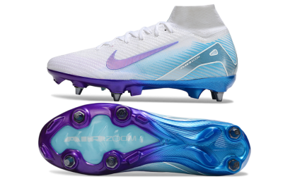 Nike Air Zoom Mercurial Superfly 10 Elite FG Firm Ground Soccer Cleats - White/Purple/Blue