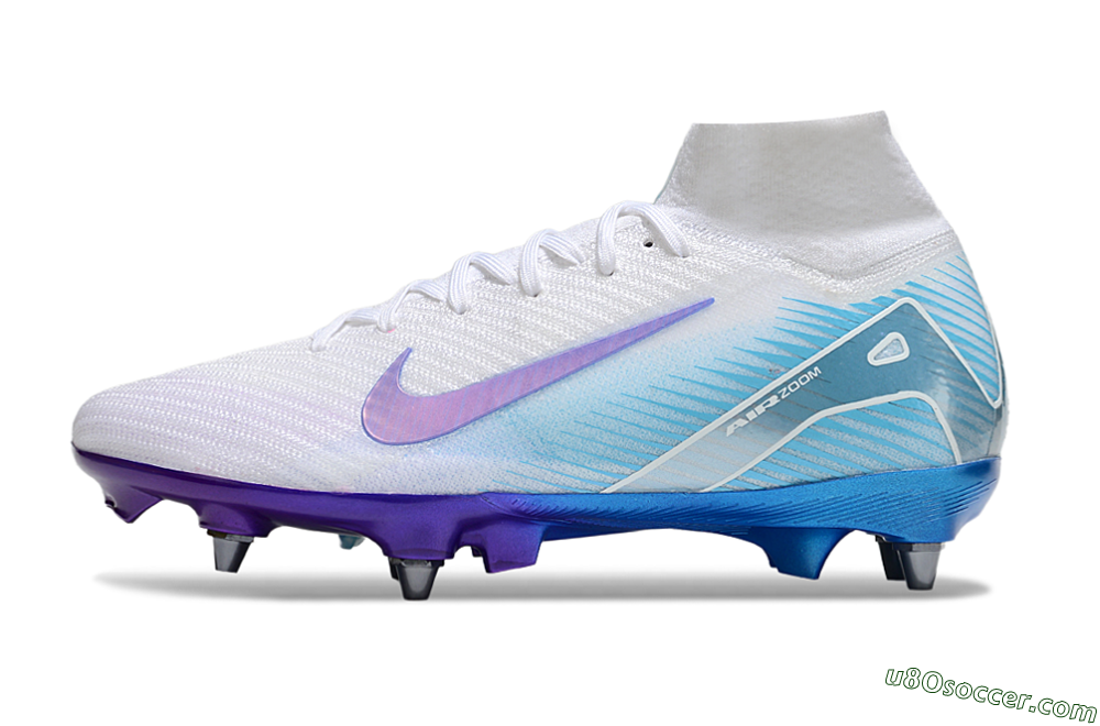 Nike Air Zoom Mercurial Superfly 10 Elite FG Firm Ground Soccer Cleats - White/Purple/Blue 2