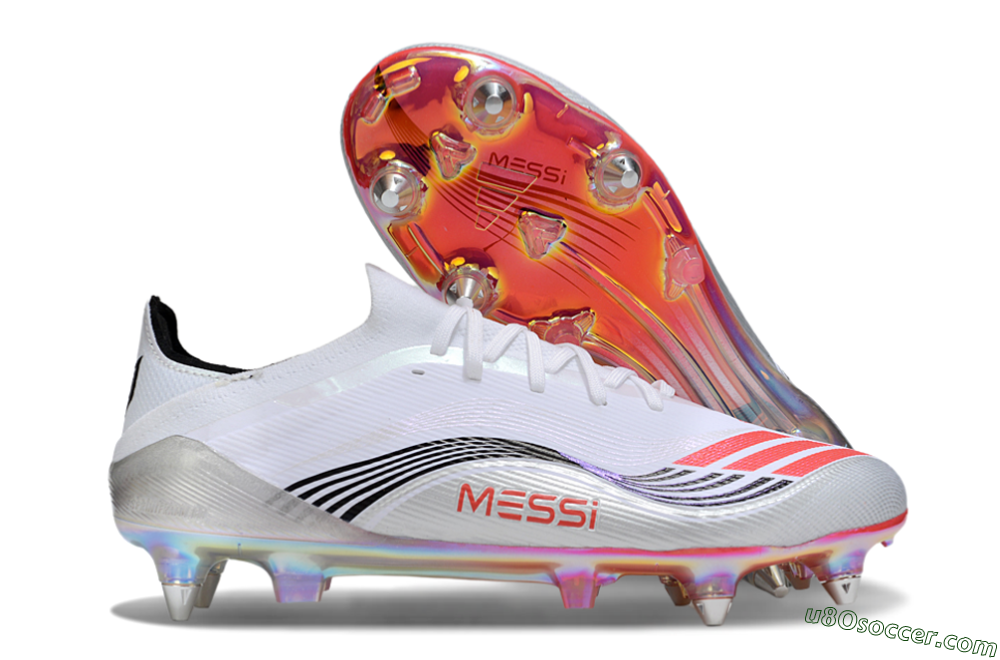 Messi x Adidas F50 Elite SG Soft Ground Soccer Cleats - White/Red/Black 1