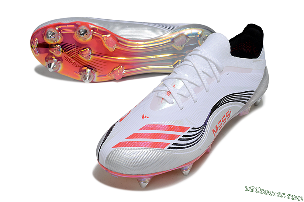 Messi x Adidas F50 Elite SG Soft Ground Soccer Cleats - White/Red/Black 3