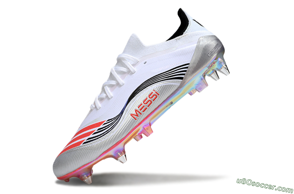 Messi x Adidas F50 Elite SG Soft Ground Soccer Cleats - White/Red/Black 5
