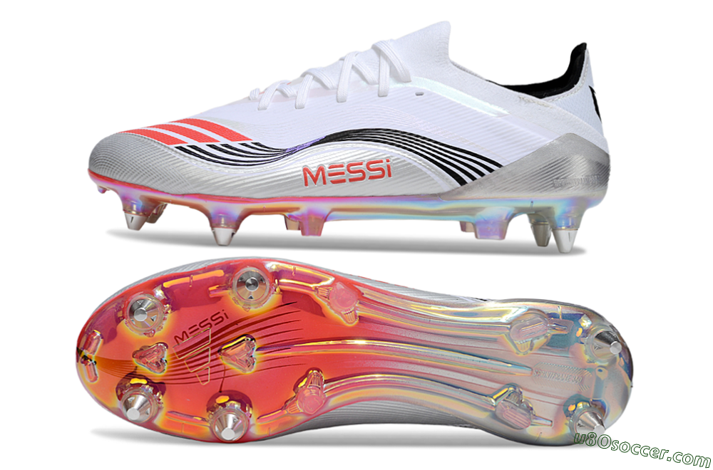 Messi x Adidas F50 Elite SG Soft Ground Soccer Cleats - White/Red/Black 0