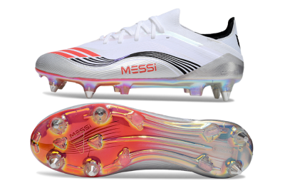 Messi x Adidas F50 Elite SG Soft Ground Soccer Cleats - White/Red/Black